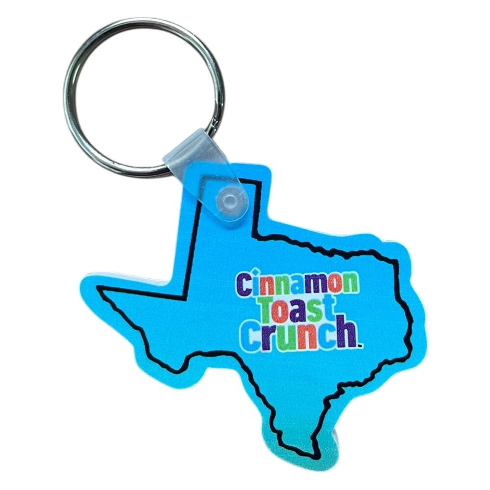 Cinnamon Toast Crunch Cereal Texas State Keychain Novelty TX Promo